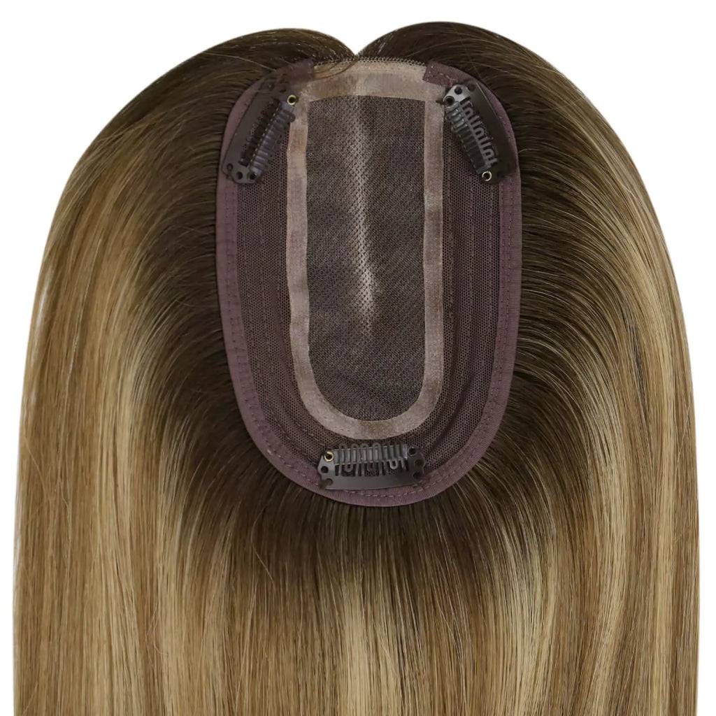  Hair Topper Virgin Hair Piece Topper Balayage Brownpiece