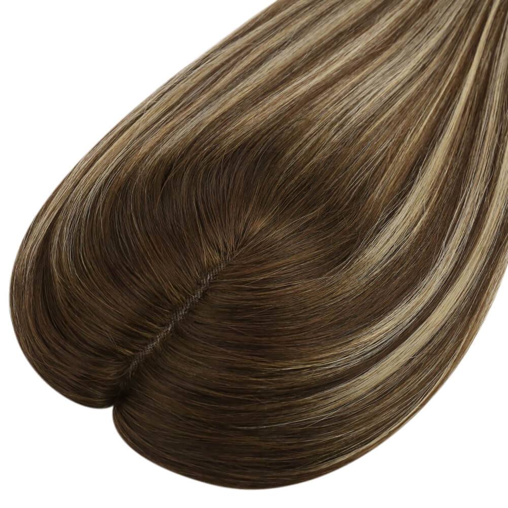  3*5inch Mono Hair Topper Remy Human Hair Balayage Brown Wigs Hair Piecepiece