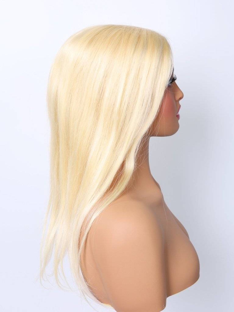  Human Hair Wigs Silk Top Base Hair s Without Bangs Off Blonde Color #613[Density Upgrade 180%]piece