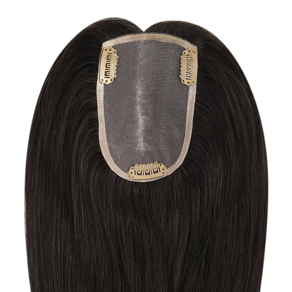  3*5inch Mono Hair Topper Remy Human Hair Natural Black (#1B) Wigs Hair Piecepiece