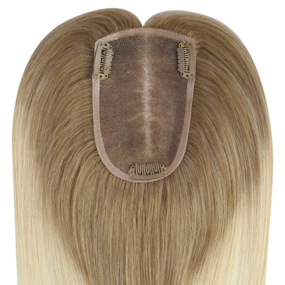  3*5inch Wigs Hair Piece Hair Toppers For Women Ombre Brown to Blondepiece