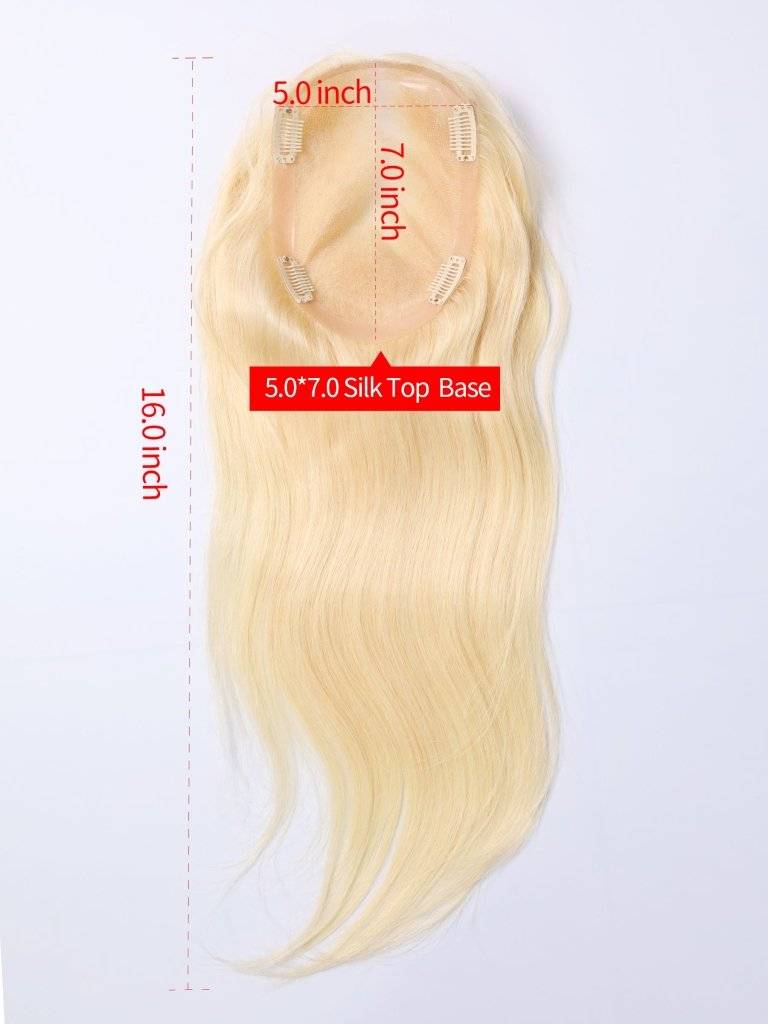  Human Hair Wigs Silk Top Base Hair s Without Bangs Off Blonde Color #613[Density Upgrade 180%]piece