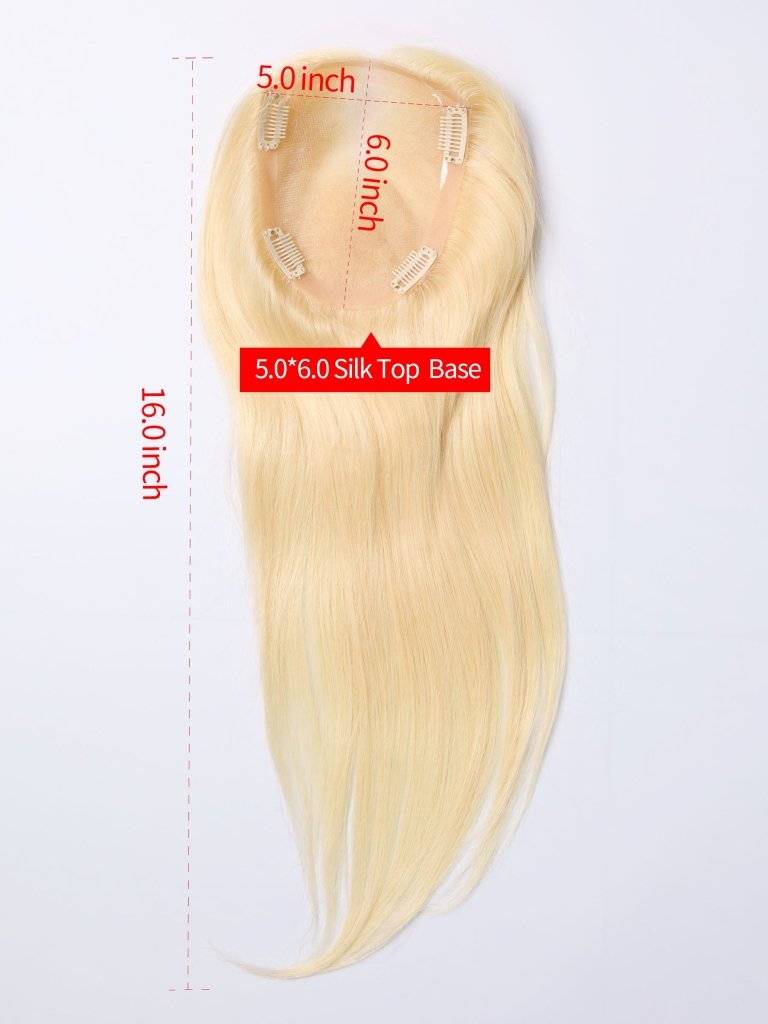  Human Hair Wigs Silk Top Base Hair s Without Bangs Off Blonde Color #613[Density Upgrade 180%]piece