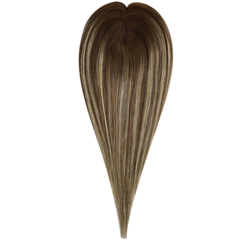  3*5inch Mono Hair Topper Remy Human Hair Balayage Brown Wigs Hair Piecepiece