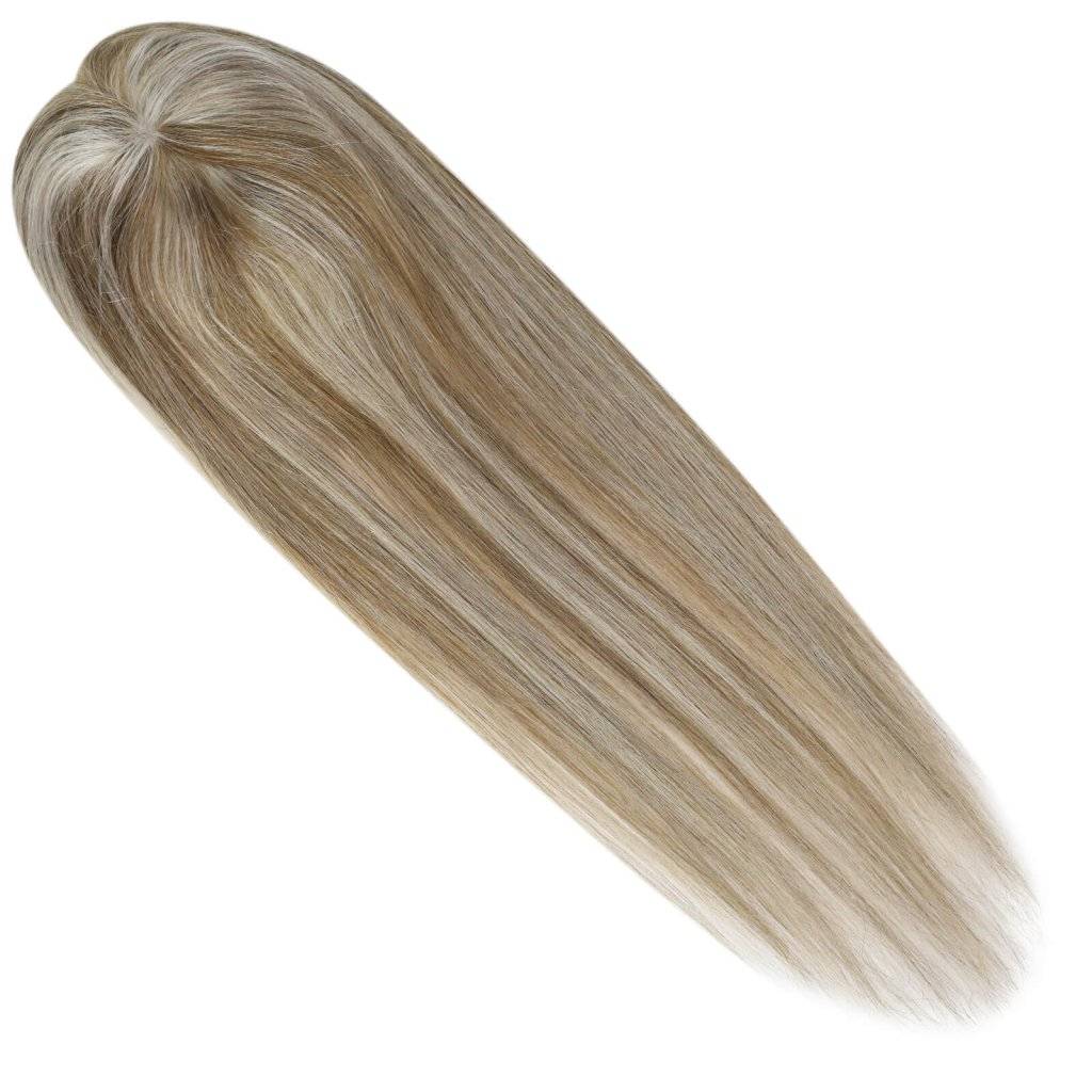  Hair Topper  5"*5" Base Real Human Hair Highlight Blonde Wigs Hair Piecepiece