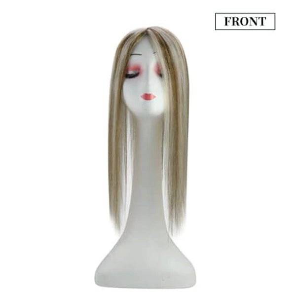  Hair Topper  5"*5" Base Real Human Hair Highlight Blonde Wigs Hair Piecepiece