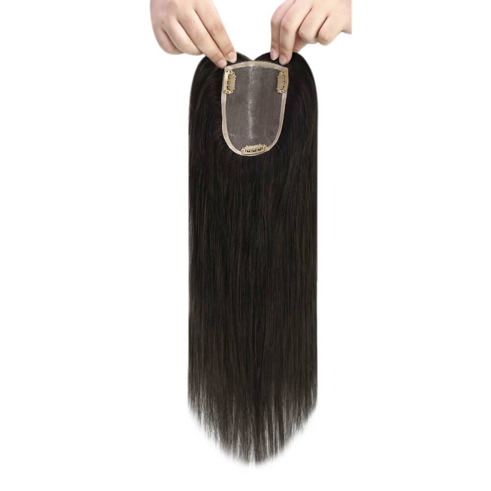  3*5inch Mono Hair Topper Remy Human Hair Natural Black (#1B) Wigs Hair Piecepiece