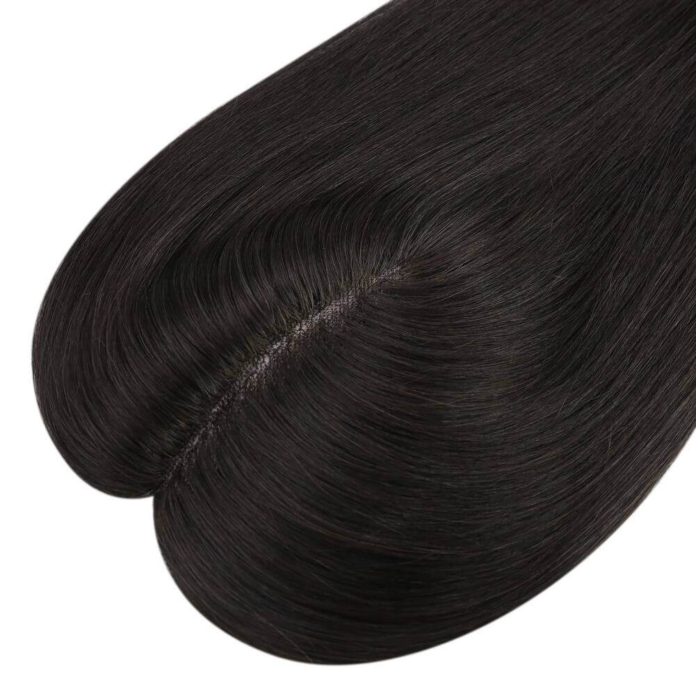  3*5inch Mono Hair Topper Remy Human Hair Natural Black (#1B) Wigs Hair Piecepiece