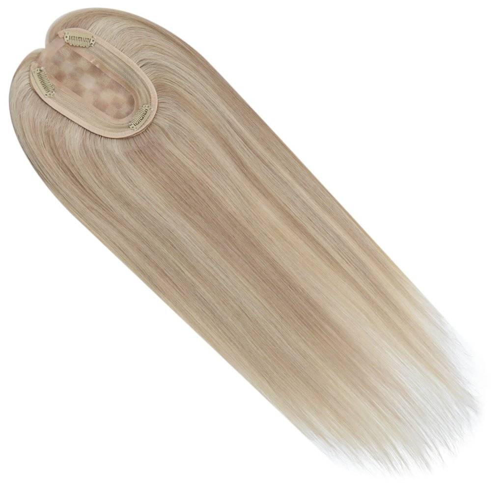  Virgin Hair Piece Topper Highlight Blonde Straight Wigs Hair Piecepiece