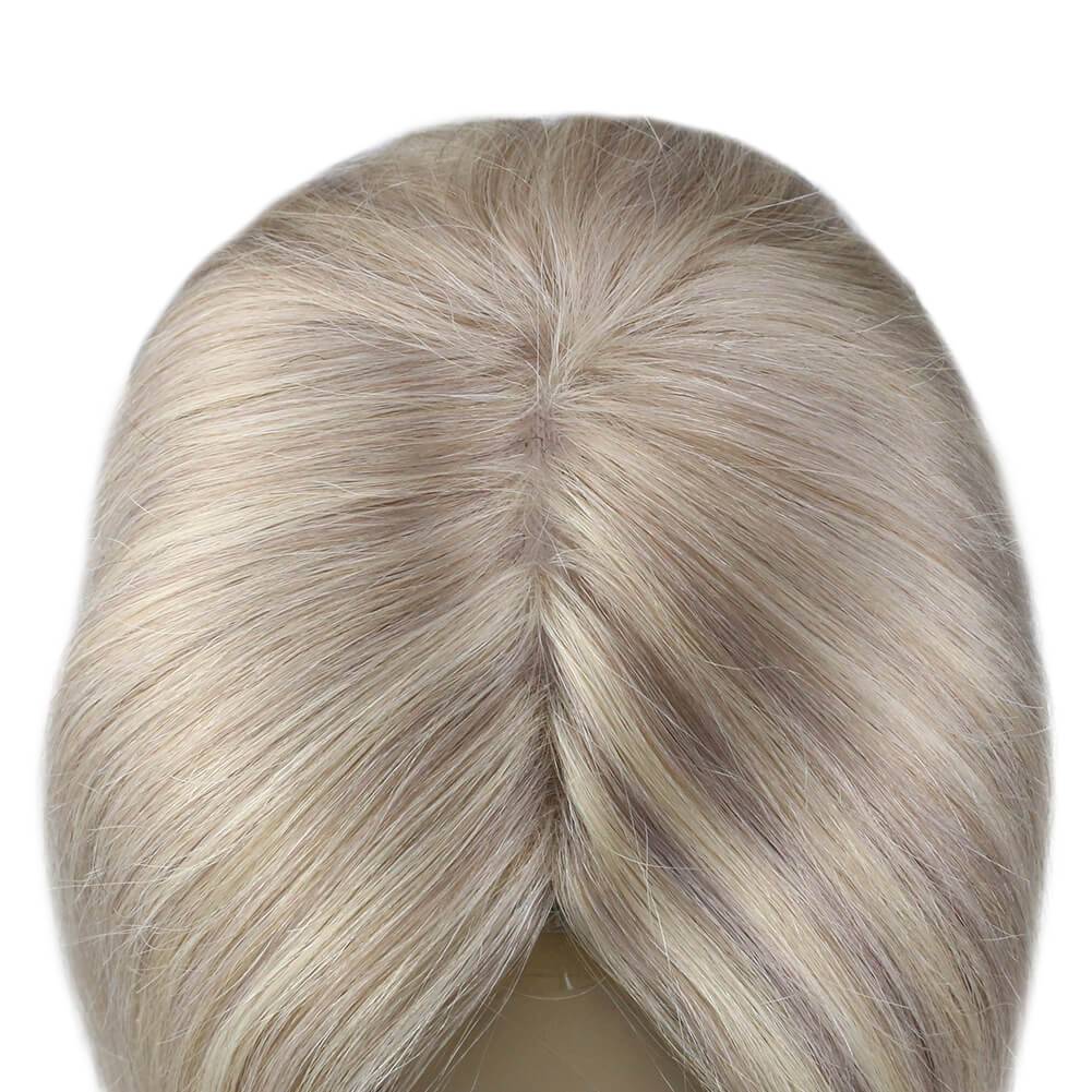  Topper Hair s Real Human Hair 5"*5" Base Blonde Hair(#P18/613)piece