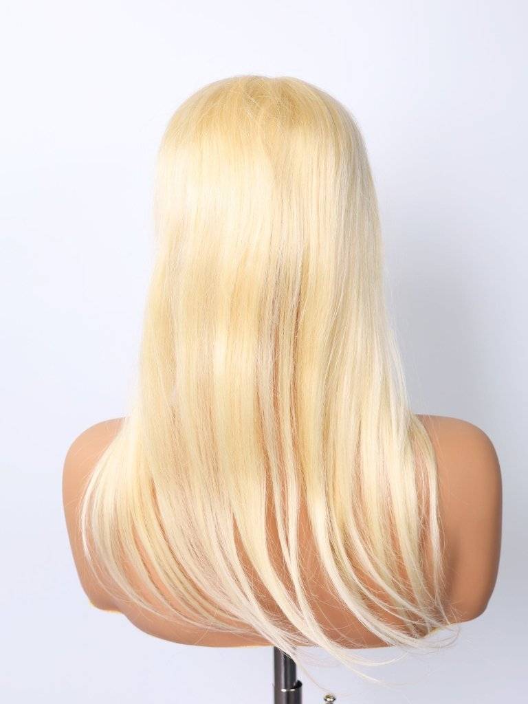  Human Hair Wigs Silk Top Base Hair s Without Bangs Off Blonde Color #613[Density Upgrade 180%]piece