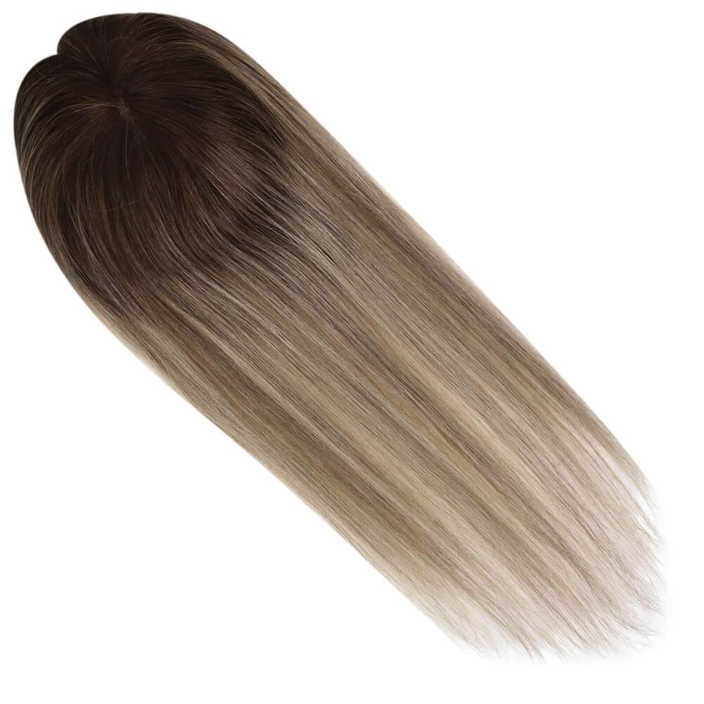  5"*5" Base Topper Real Human Hair Pieces Balayage Brown Wigs Hair Piecepiece