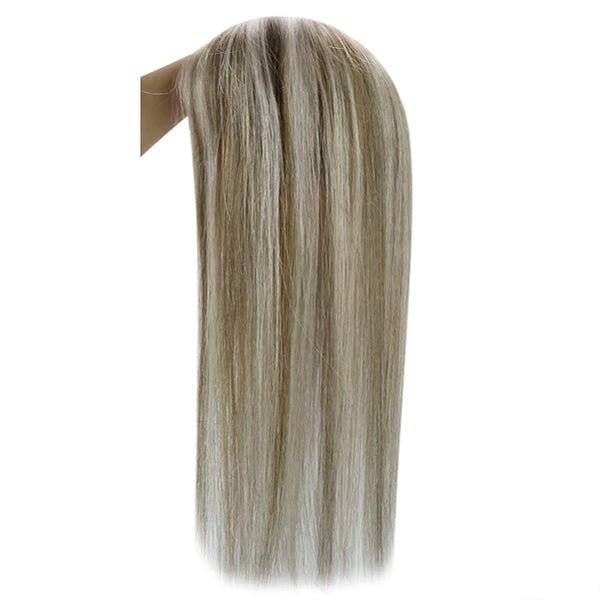  Hair Topper  5"*5" Base Real Human Hair Highlight Blonde Wigs Hair Piecepiece