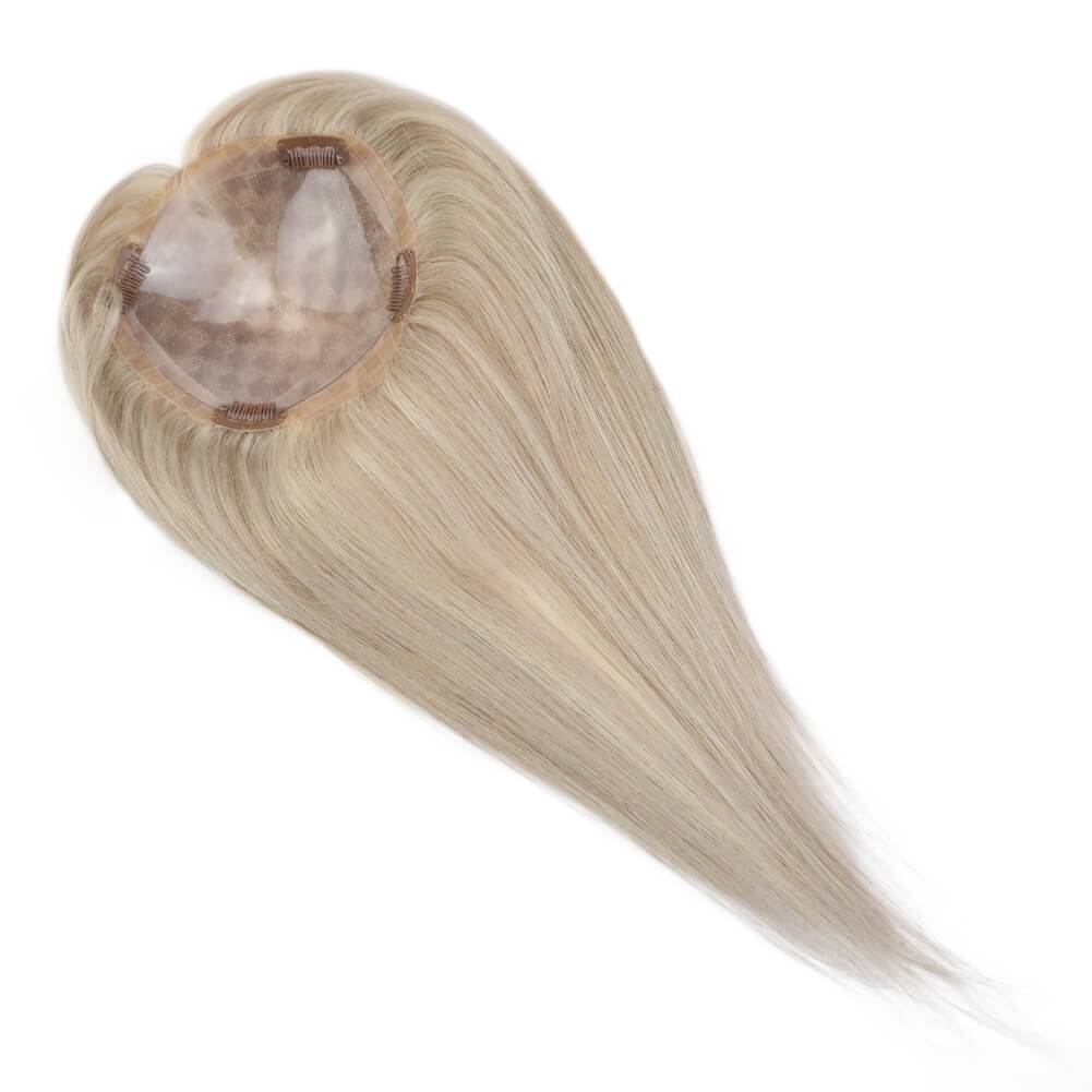  Topper Hair s Real Human Hair 5"*5" Base Blonde Hair(#P18/613)piece