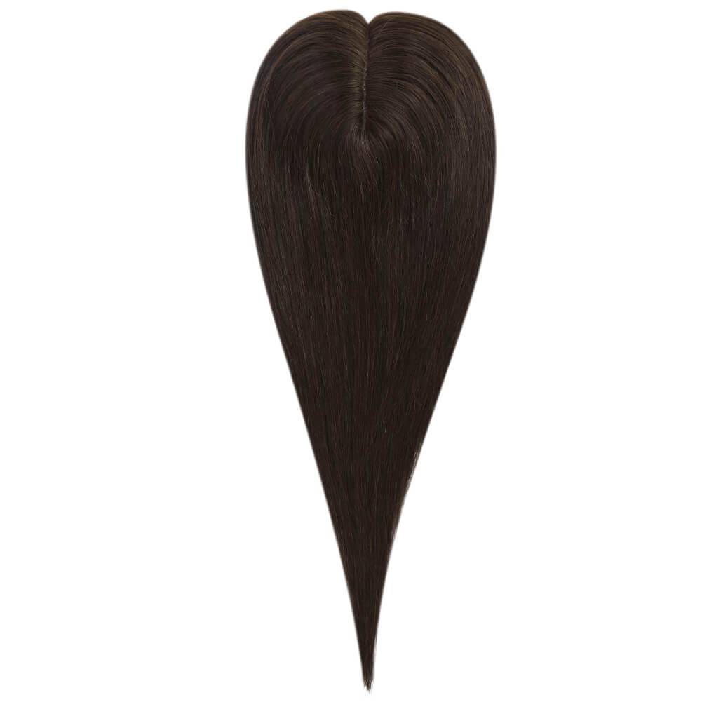  3*5inch Human Hair Topper For Women Invisible Darkest Brown Wigs Hair Piecepiece