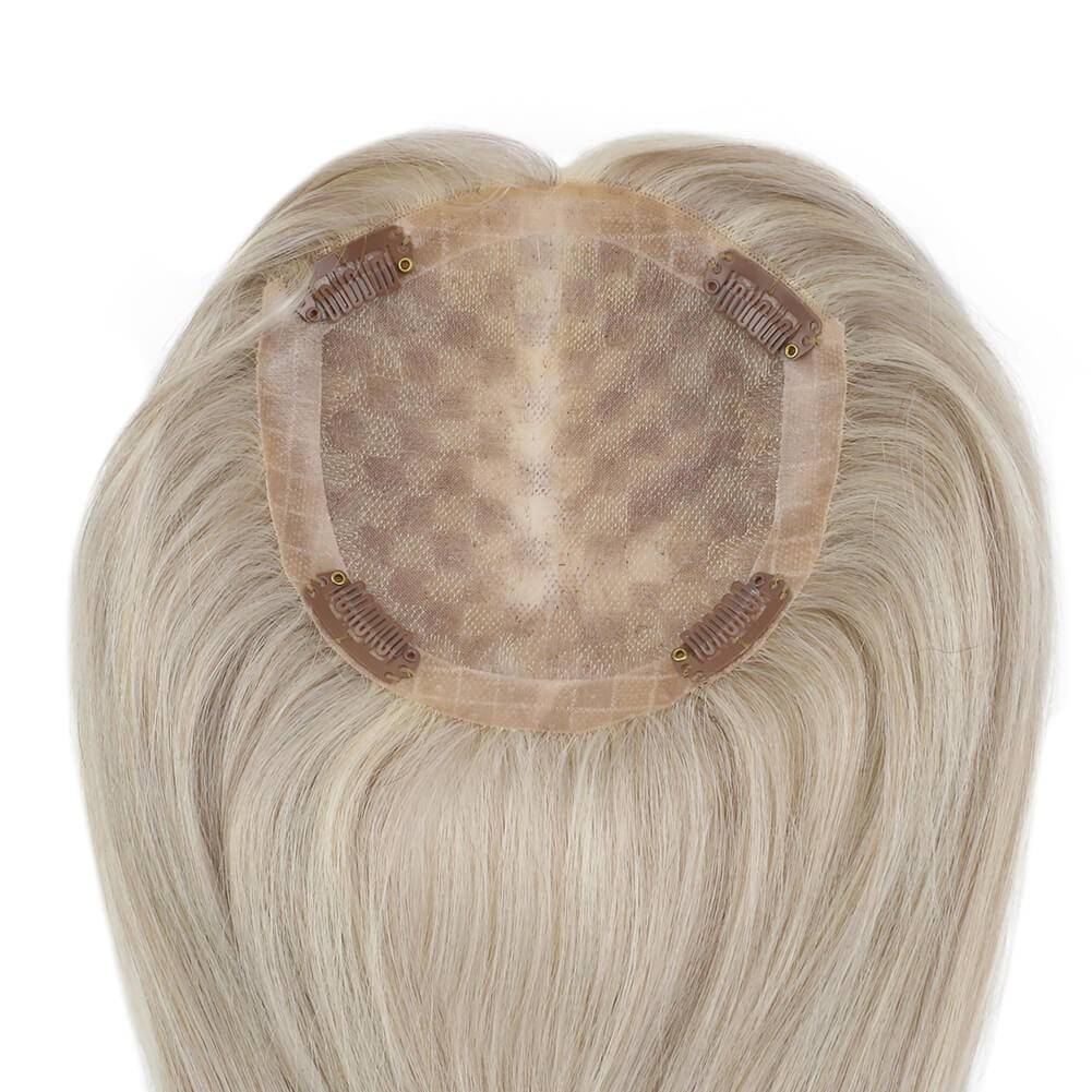  Topper Hair s Real Human Hair 5"*5" Base Blonde Hair(#P18/613)piece