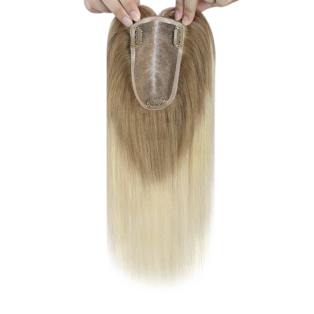  3*5inch Wigs Hair Piece Hair Toppers For Women Ombre Brown to Blondepiece