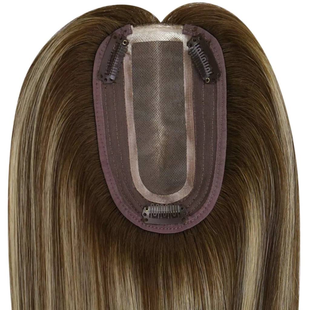  Topper Medium Base Balayage Brown Mixed Blonde Wigs Hair Piecepiece