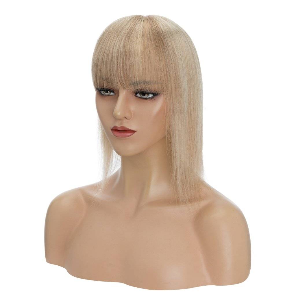  Human Hair Toppers For Women 100% Remy Topper With/Without Bangs 13*15CM Silk Base Clip In Topper 14inch - Blondepiece