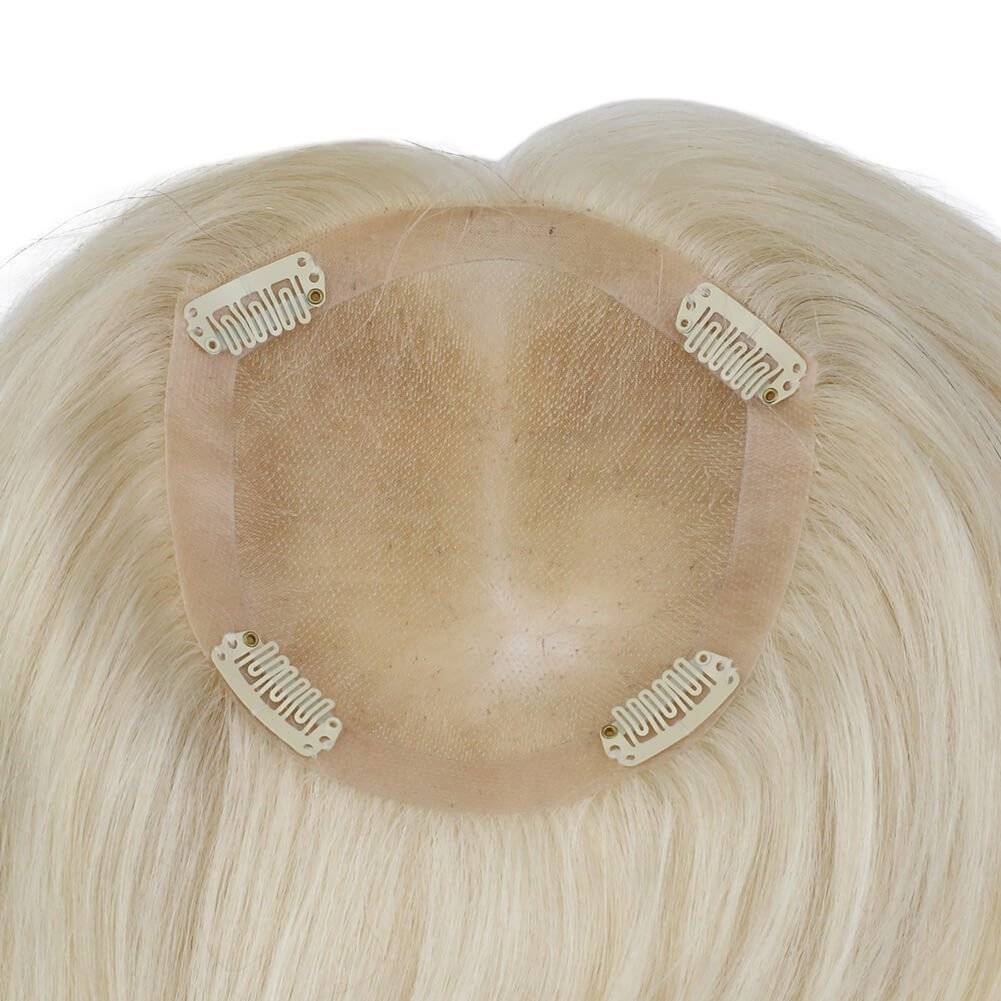  Hair Topper Real Human Hair 5"*5" Base Platinum Blondepiece