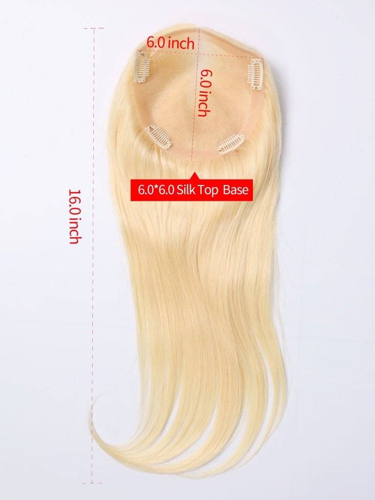  Human Hair Wigs Silk Top Base Hair s Without Bangs Off Blonde Color #613[Density Upgrade 180%]piece