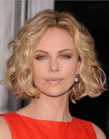 Charlize Theron Short Wavy Lace Front Wigs