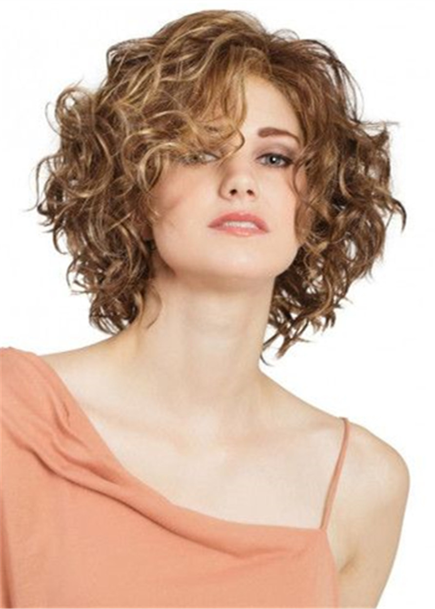 Medium Bob Afro Curly Synthetic Hair Lace Front Wig Wigs 14 Inches