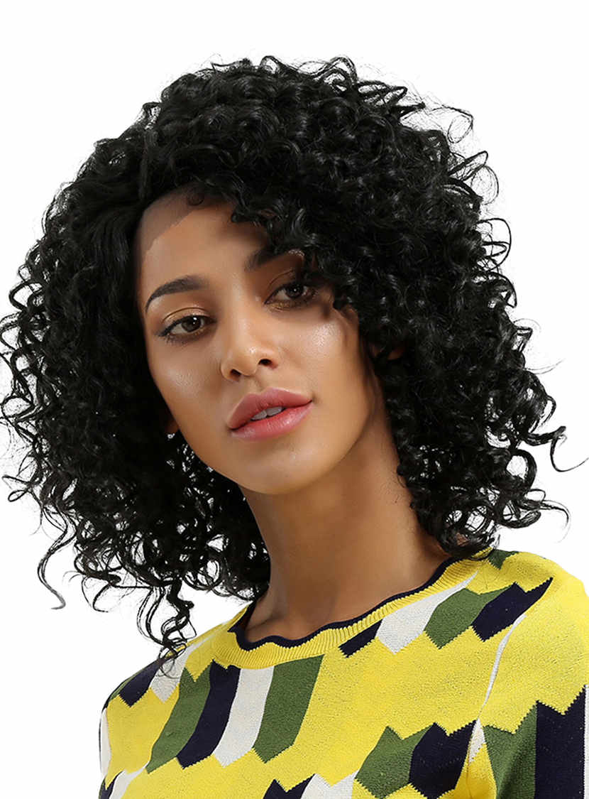 Kinky Curly Synthetic Hair 12 Inches Mid-Length Wigs