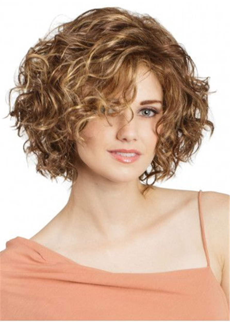 Medium Bob Afro Curly Synthetic Hair Lace Front Wig Wigs 14 Inches