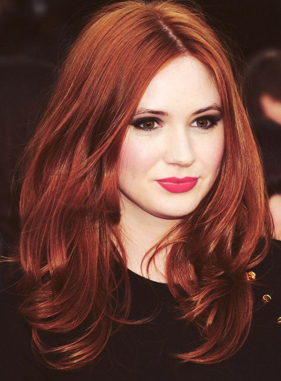 Attractive Karen Gillan Custom Hairstyle Long Layered Loose Wavy Red 100% Human Hair Full Lace Wig 18 Inches