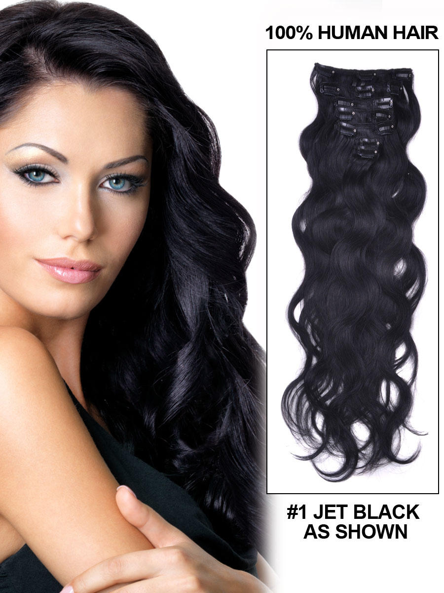 Wavy 7PCS Clip in Human Hair Extensions