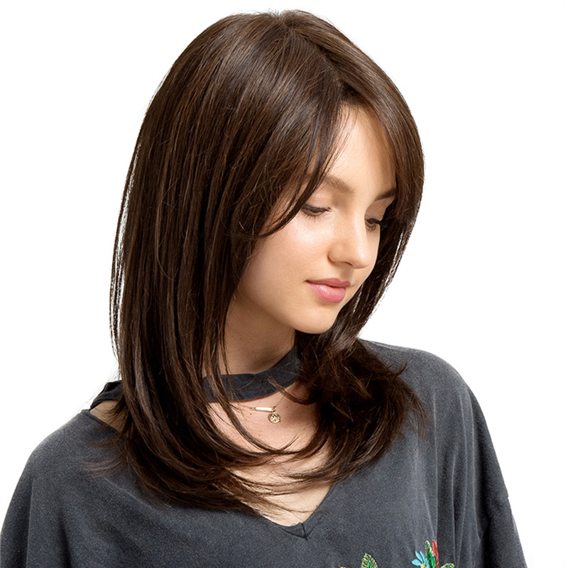 Side Fringe Long Natural Straight Synthetic Capless Women Wigs