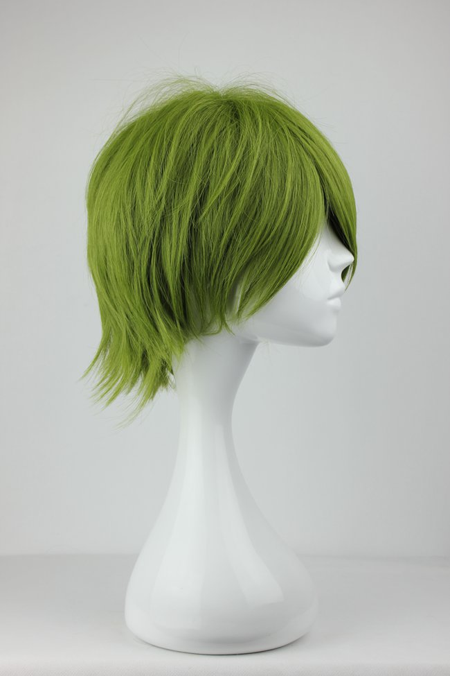 Cool Green Layered Straight Synthetic Hair Cosplay Wig