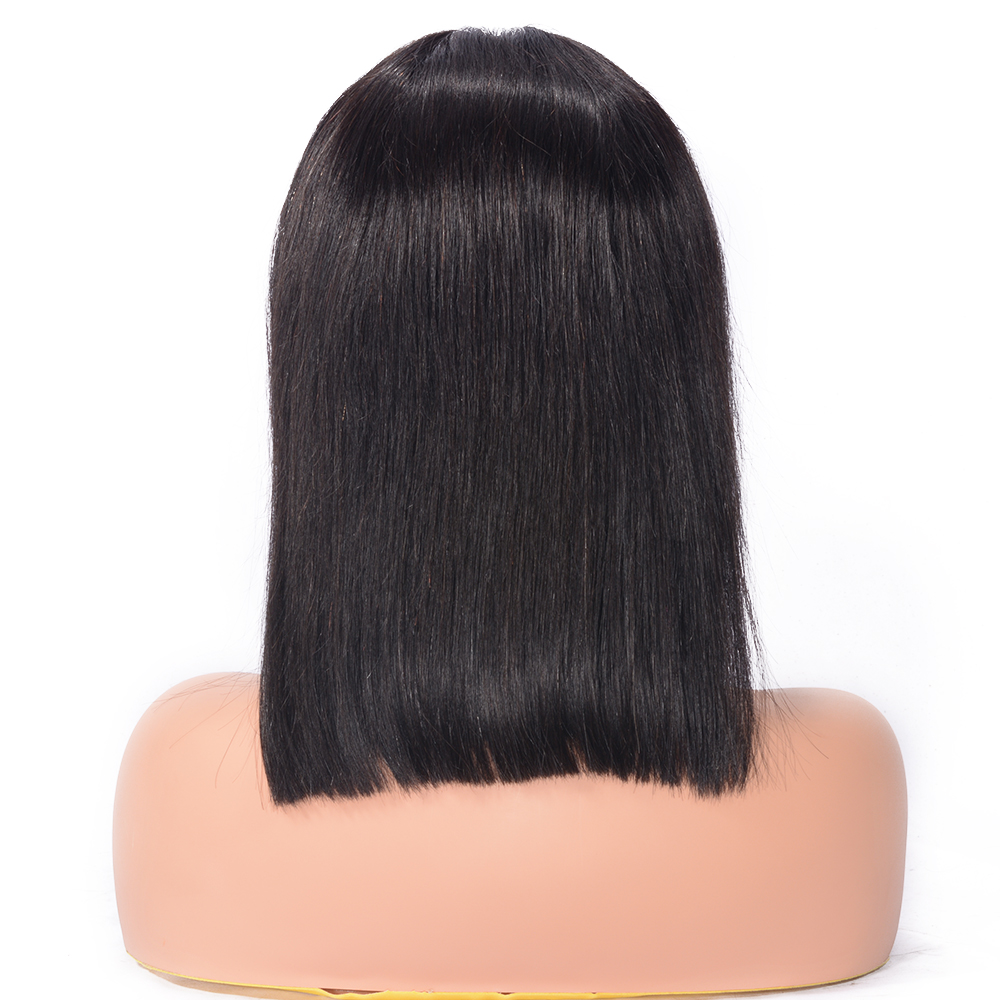 Straight Human Hair Women Lace Front Cap 130% 14 Inches Wigs