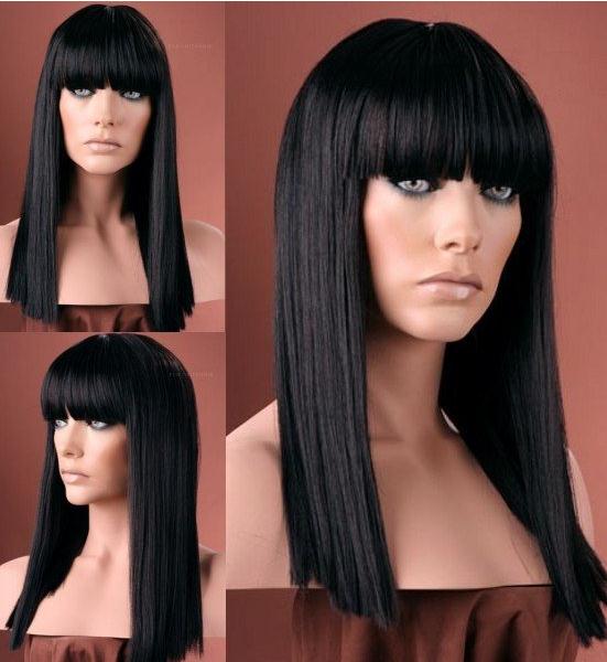 Latest Retro Trend Lovely Medium Straight Black Wig 16 Inches