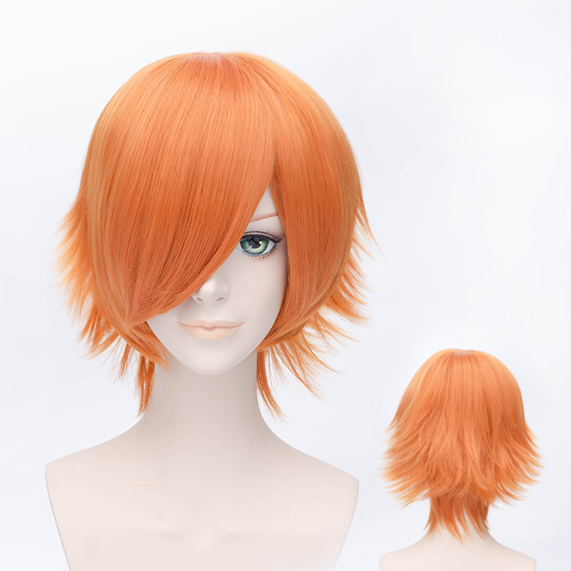Popular Cosplay Wig Orange Short Straight 12 Inches