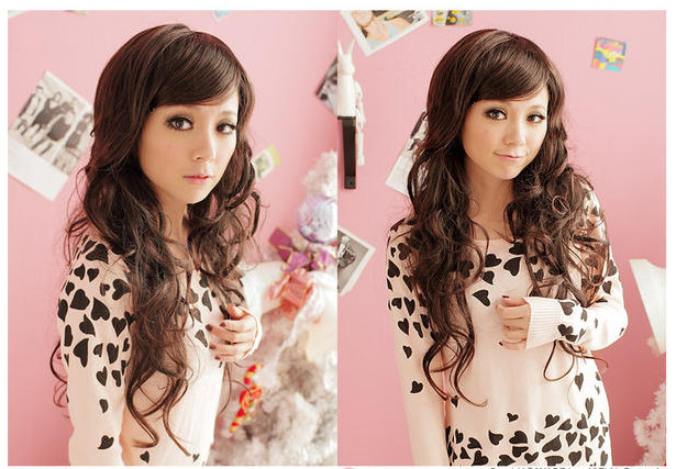Fashion Long Curly Brown 28 Inches Synthetic Hair Wig