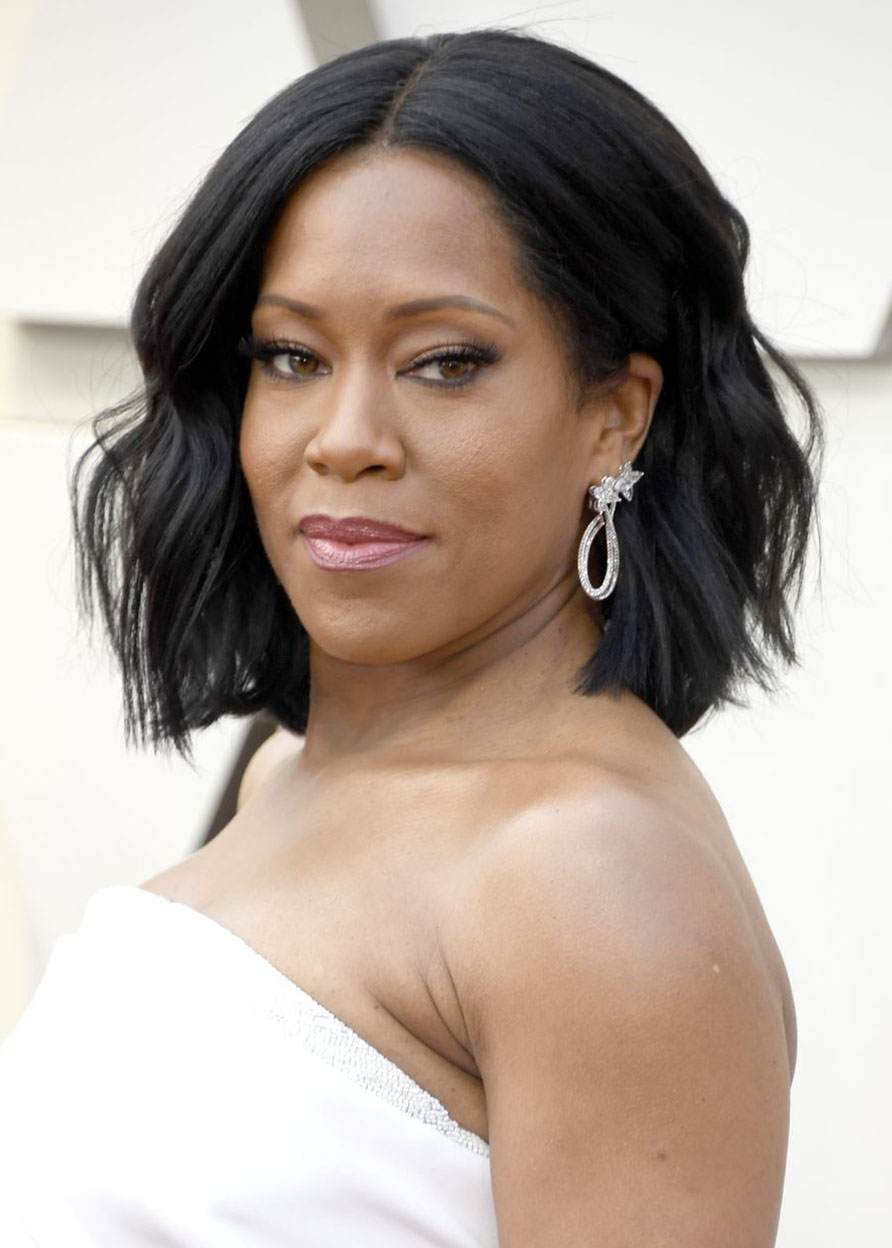 Regina King Middle Part Short Layered Hairstyles Women's Wavy Synthetic Hair Capless Wigs 14Inch
