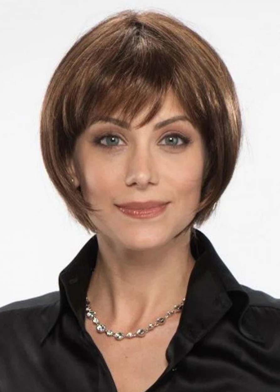 Women's Short Bob Hairstyles Straight Synthetic Hair Wigs With Bangs Capless Wigs 8Inch