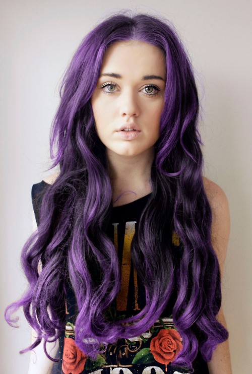 Hot Sale Top Quality Amazing Long Wavy Purple Wig for Cosplay