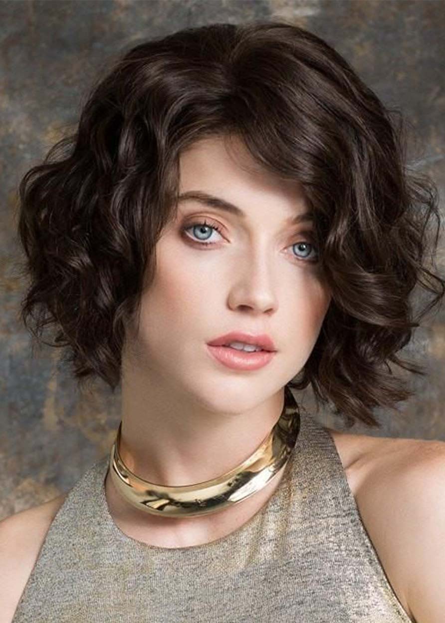 Women's Short Layered Hairstyles Wavy Synthetic Hair Capless Wigs 12Inch
