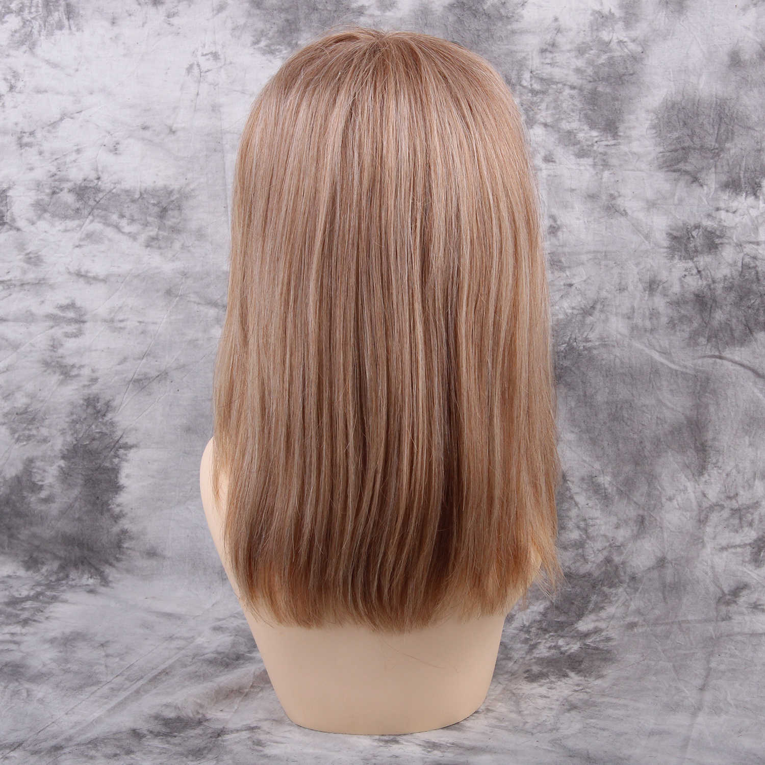 Full Bang Shoulder Length Layered Cut Human Hair Blend Women Wigs