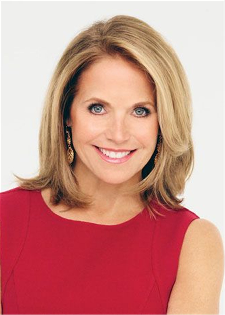 Katie Couric Hairstyle One Side Parted Medium Bob Wig