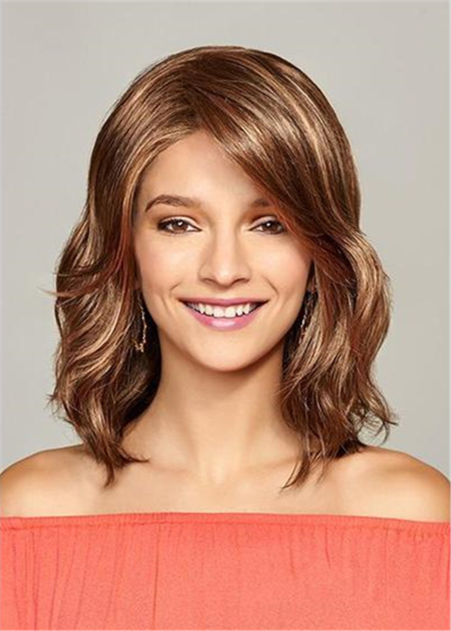 Fashion Medium Big Curly Layered Synthetic Hair Capless Wig 14 Inches