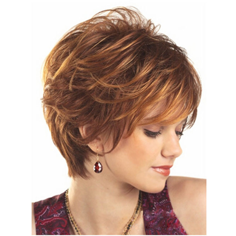 Short Layered Hairstyle Straight Synthetic Hair Wig 8 Inch