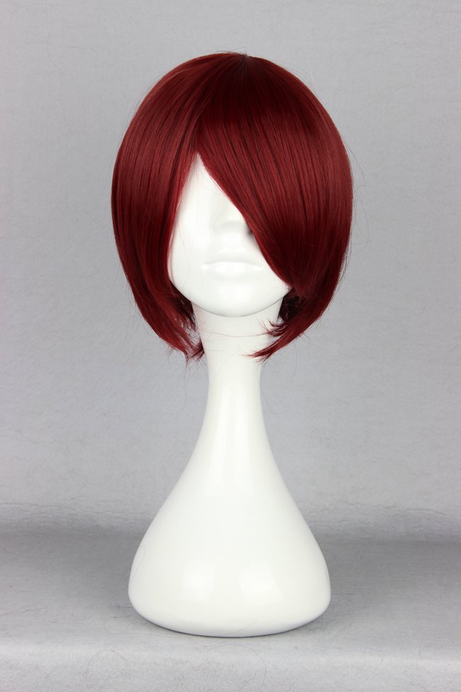 Shanks Hairstyle Short Straight Dark Red Cosplay Wig 10 Inches