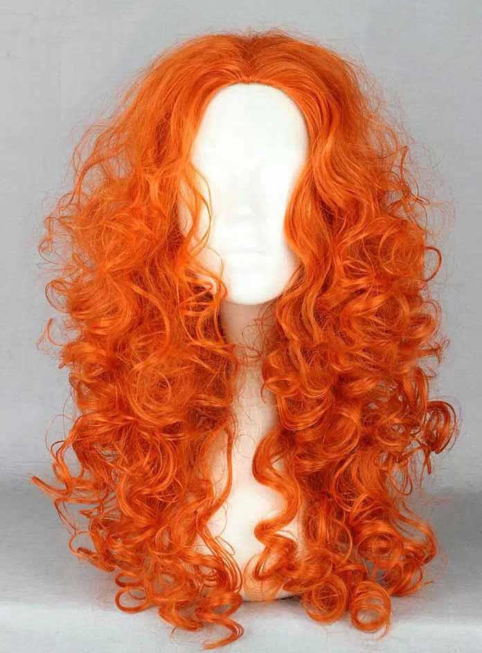 Modern Cosplay Long Curly Wavy Orange Party Wig