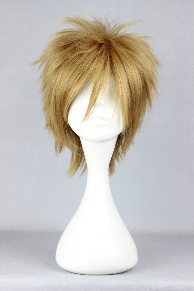 MaenoTomoaki Hairstyle Short Layered Straight Golden Cosplay Wig 12 Inches