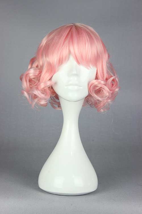 Adorable Lolita Pink Short Curly Cosplay Wig