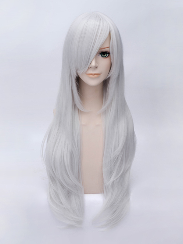 Cosplay Long Layered Wavy Silver Wig 28 Inches